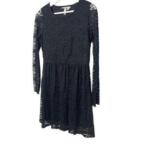 H&M Black Lace Long Sleeve Fit & Flare Mini Dress Womens Small Cocktail Party